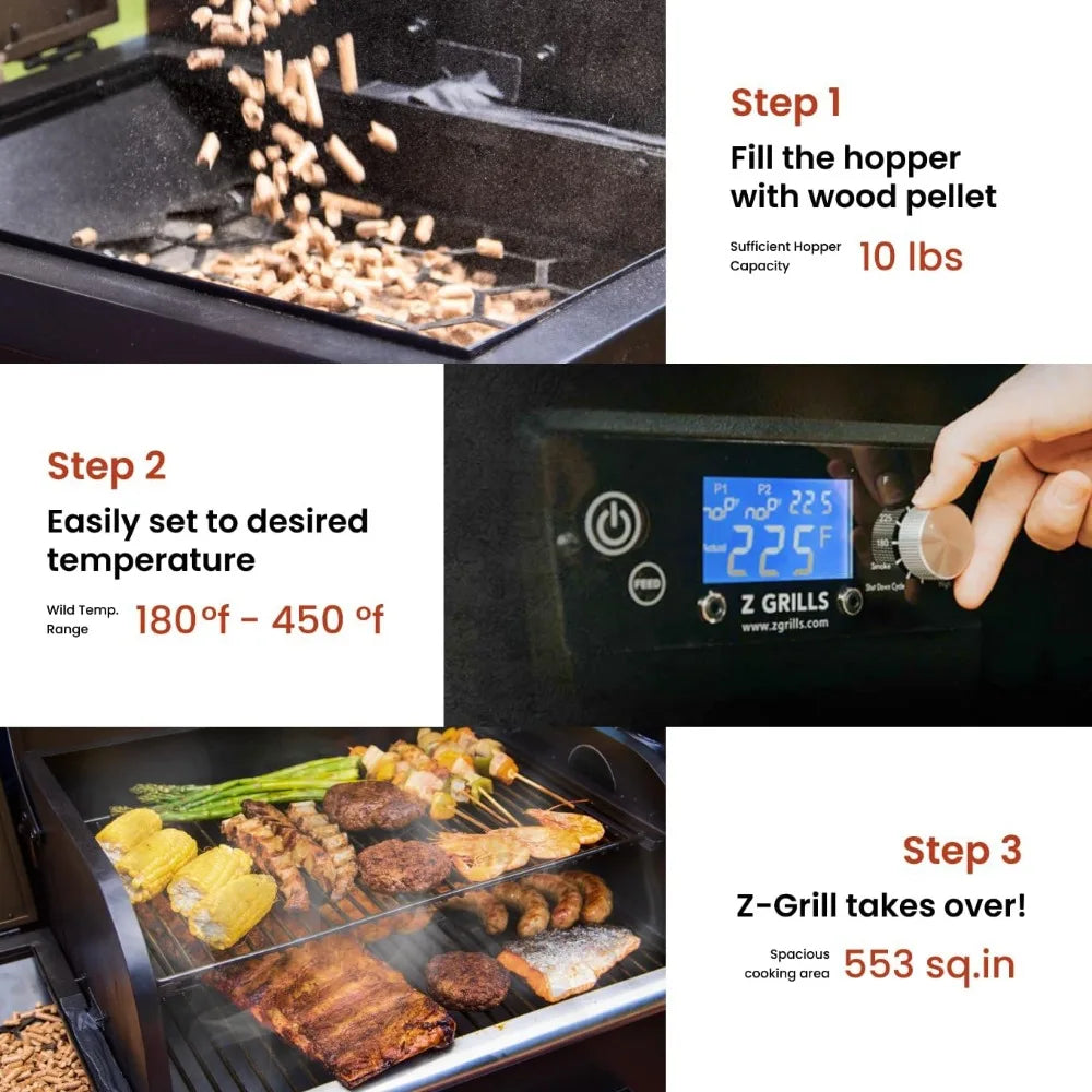 Z Grills ZPG 550B2 Wood Pellet BBQ Grill PID Control