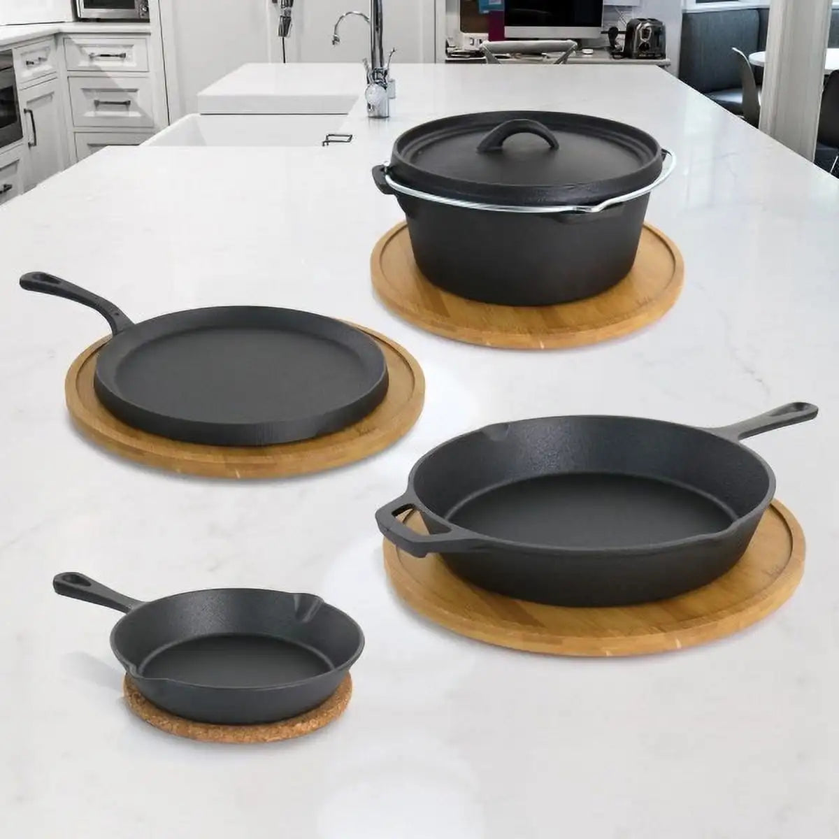 Preseasoned 5 Piece Cast Iron Cookware Set Nonstick Pots Pans