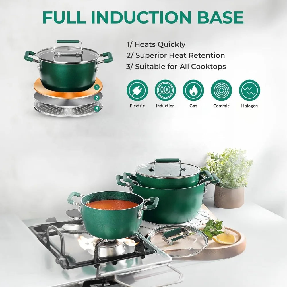 Nonstick Stackable Cookware Set for Everyday Home Kitchen Use