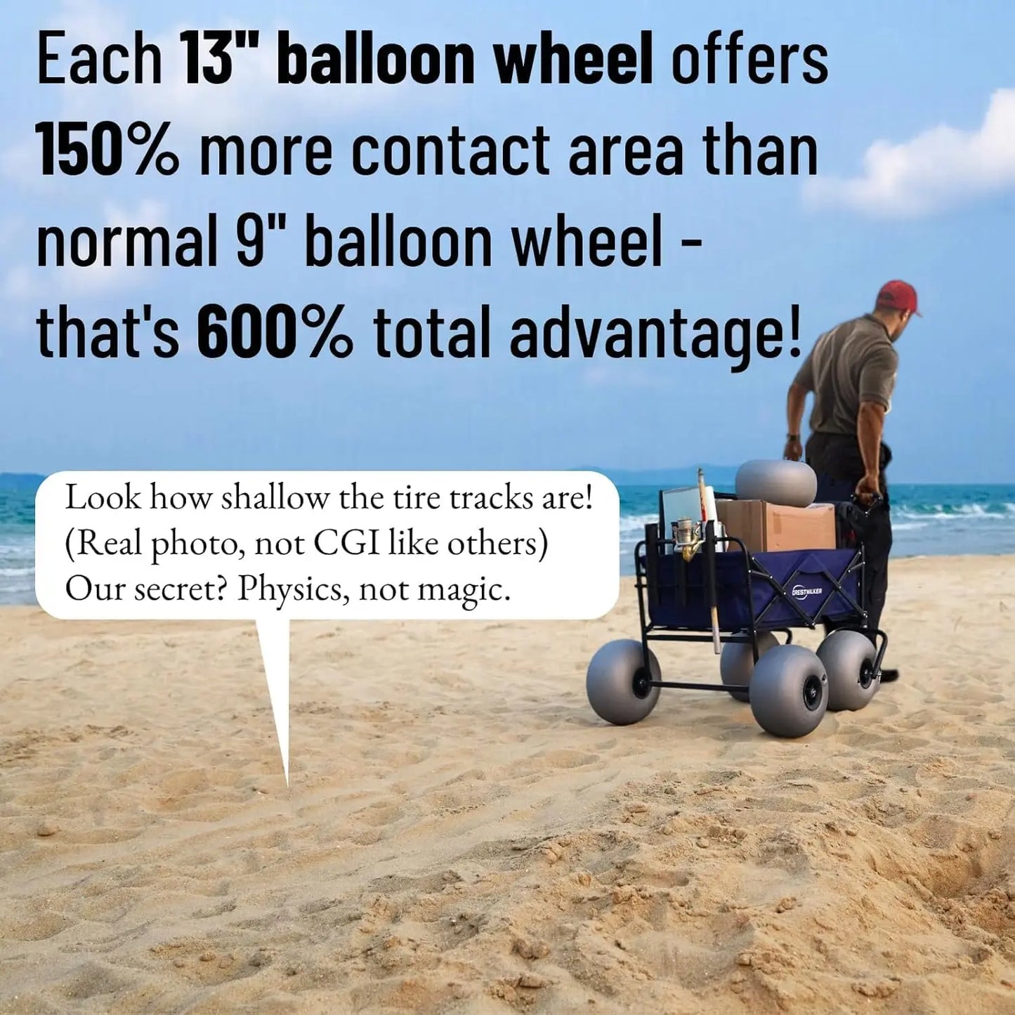 XMSJ Beach Cart Balloon Wheels Collapsible Wagon For Sand