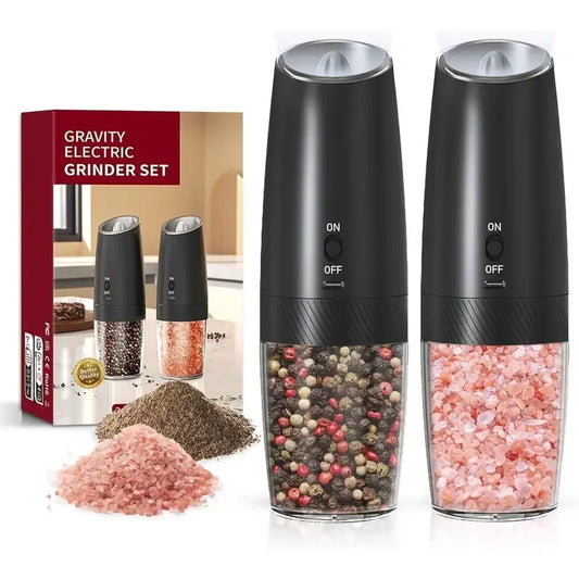 Broncho Gravity Salt and Pepper Grinder Set USB Rechargeable 2-Pack