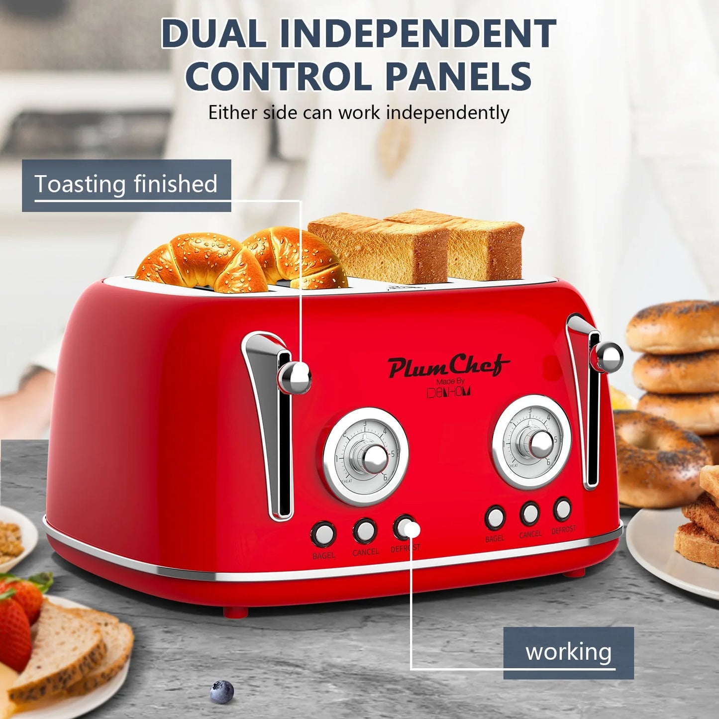 Suning Plum Chef Retro Toaster Dual Control Kitchen