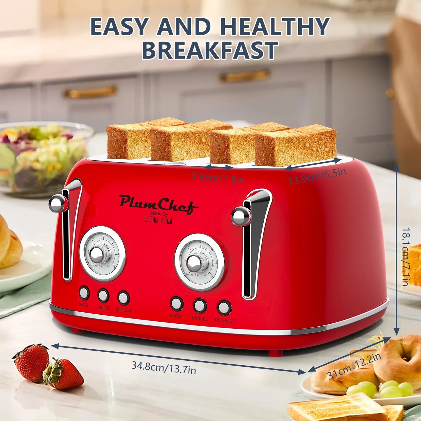 Suning Plum Chef Retro Toaster Dual Control Kitchen