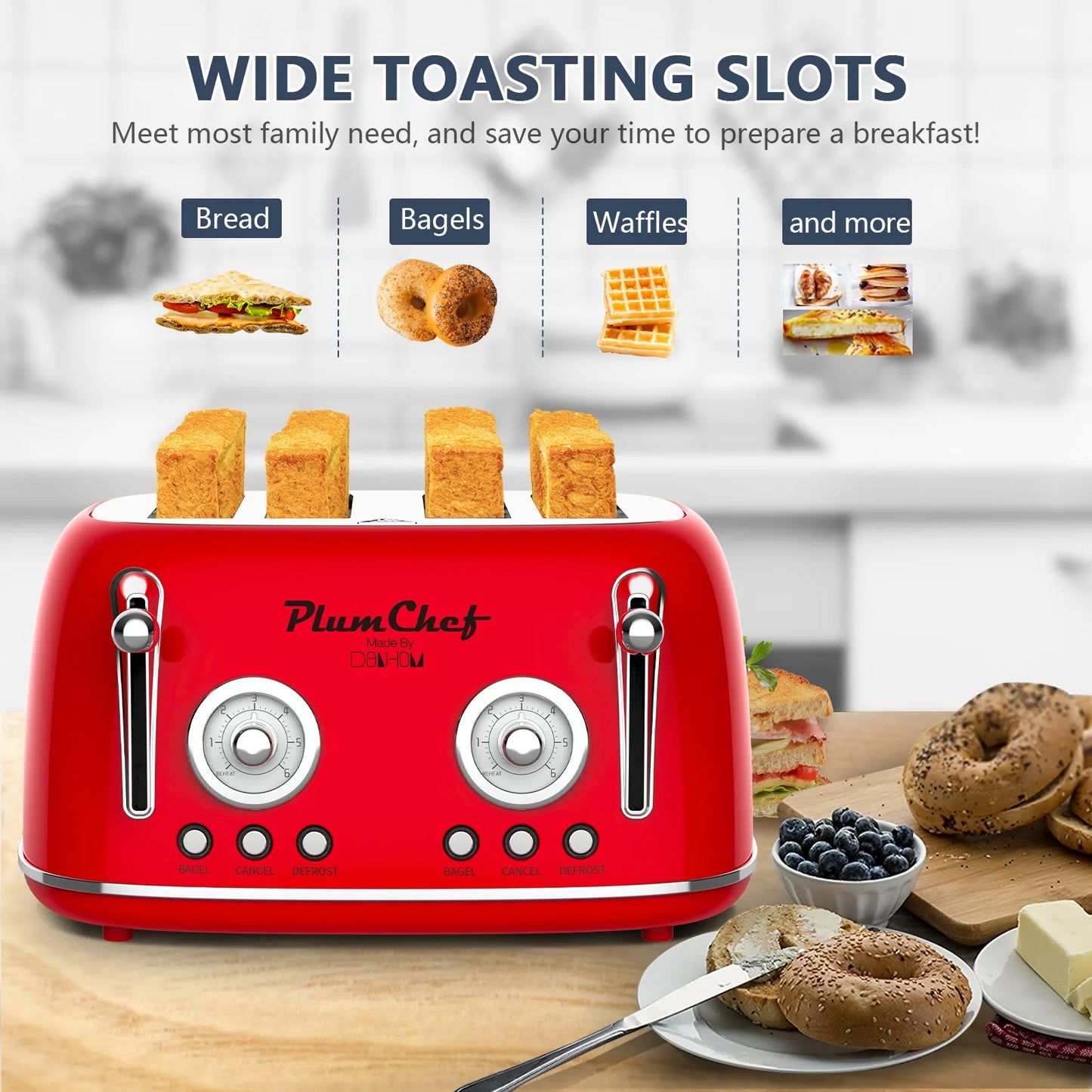 Suning Plum Chef Retro Toaster Dual Control Kitchen