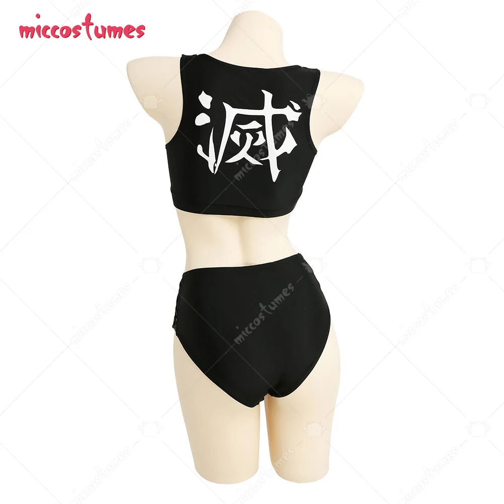 Women Two Piece Butterfly Print Kimono Haori Cover Up Swimsuit