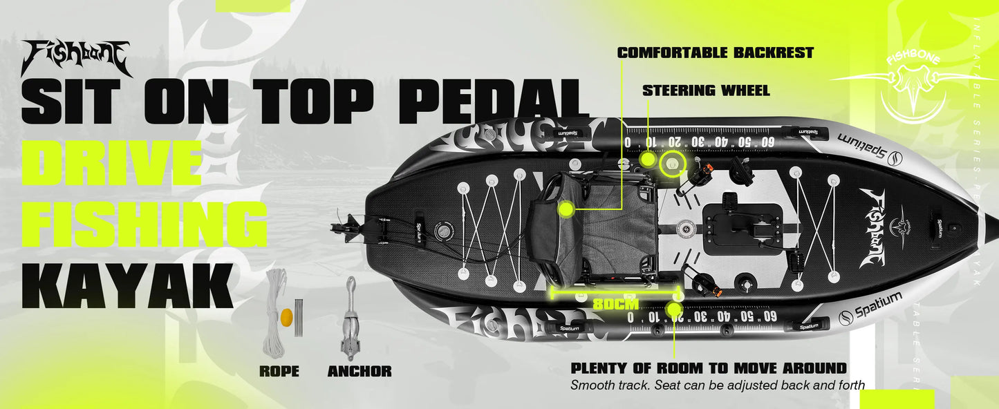 Spatium Fishing Kayak Pedal Drive Power System Sit On Top
