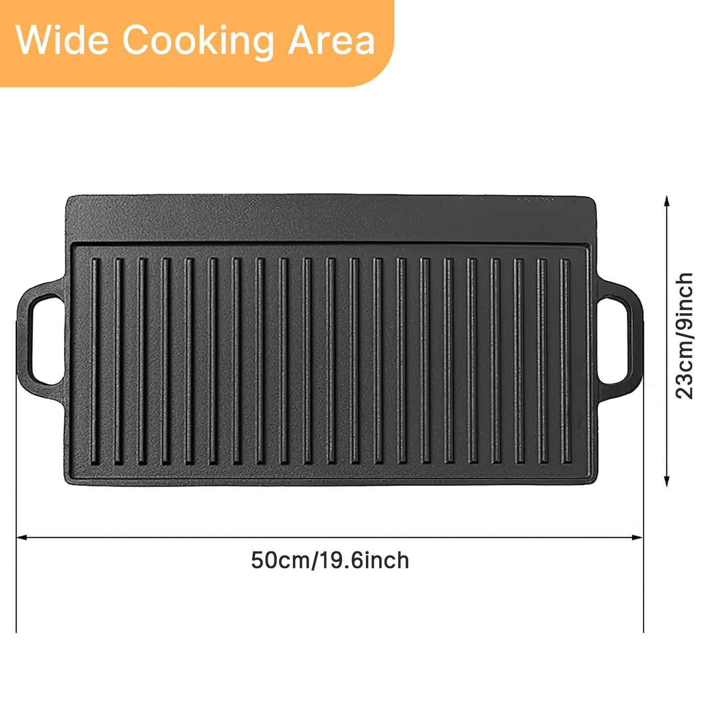 SuperHeavyDuty Cast Iron Reversible Griddle Pan With UltraDurable Ergonomic Handles
