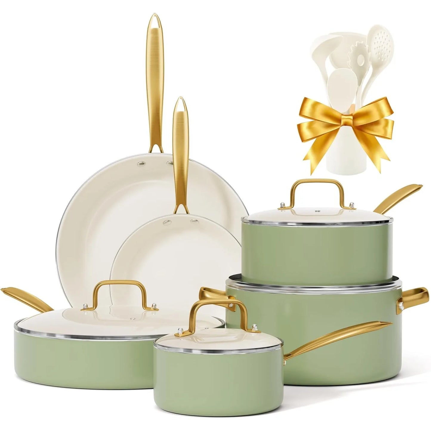 Nonstick Ceramic Cookware Set With Utensils Non Toxic