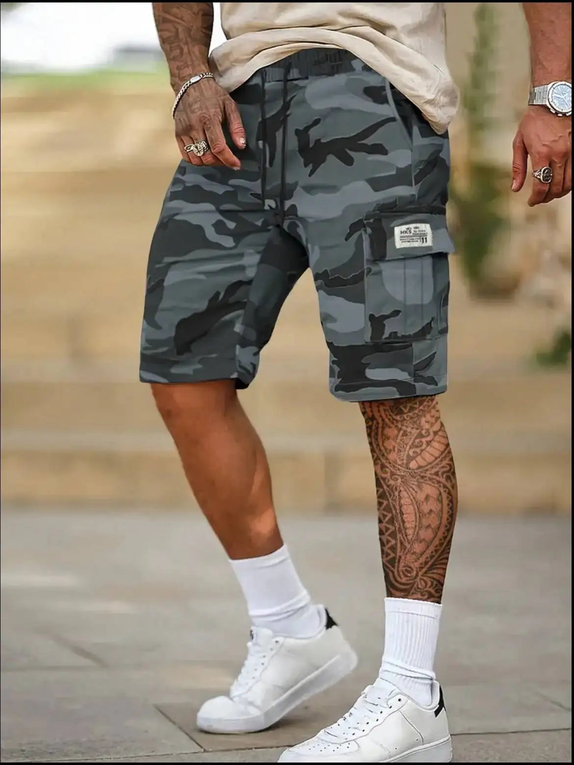 Men's Camouflage Work Shorts With Multiple Pockets For Outdoors