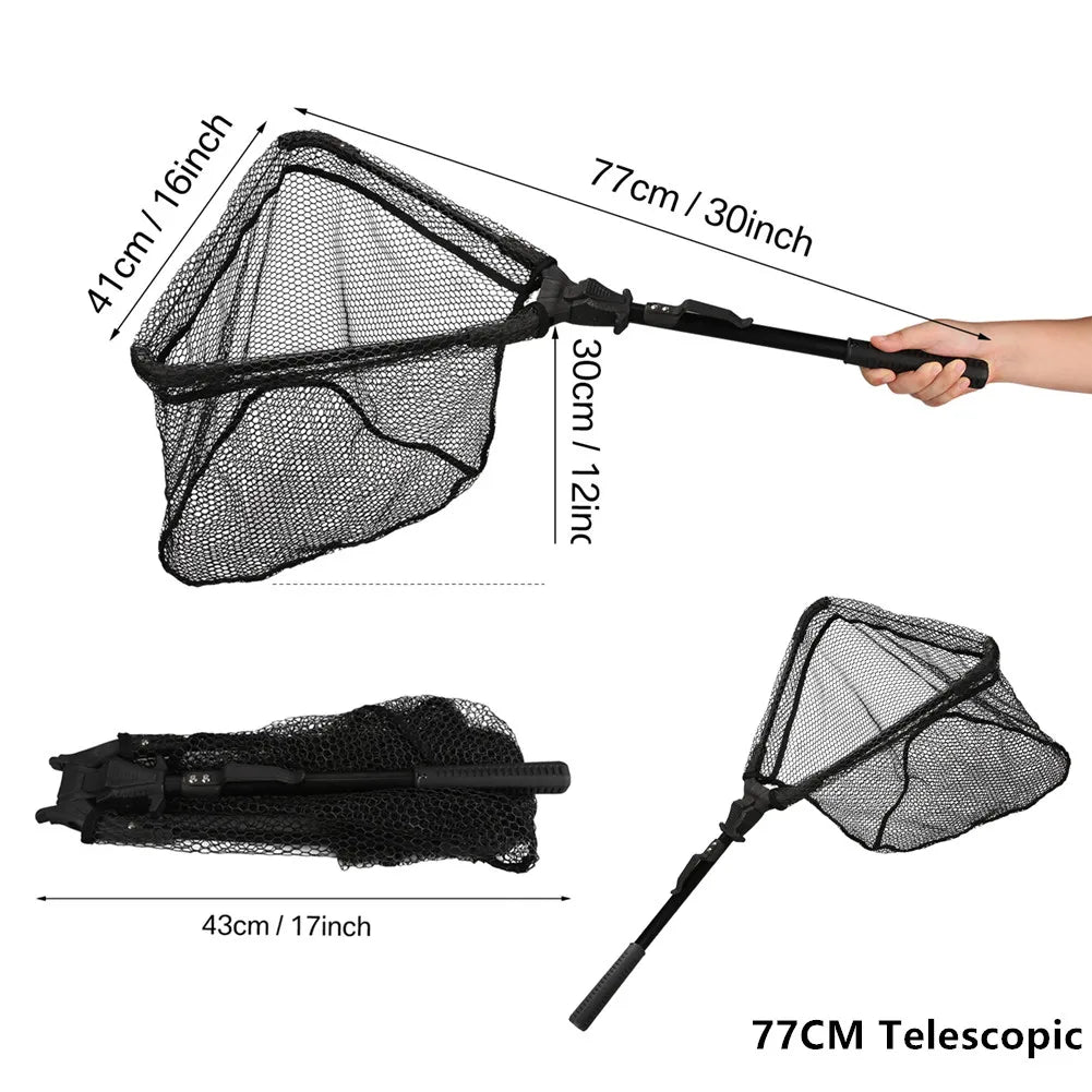 Collapsible Fishing Landing Net With Telescoping Pole Handle