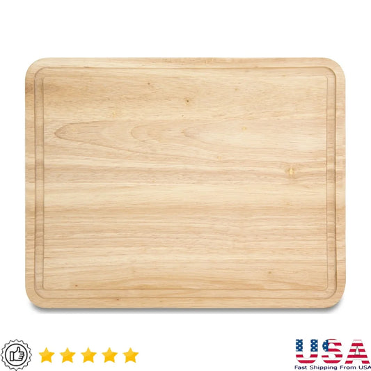 Rubberwood Cutting Board Perimeter Trench Reversible Kitchen