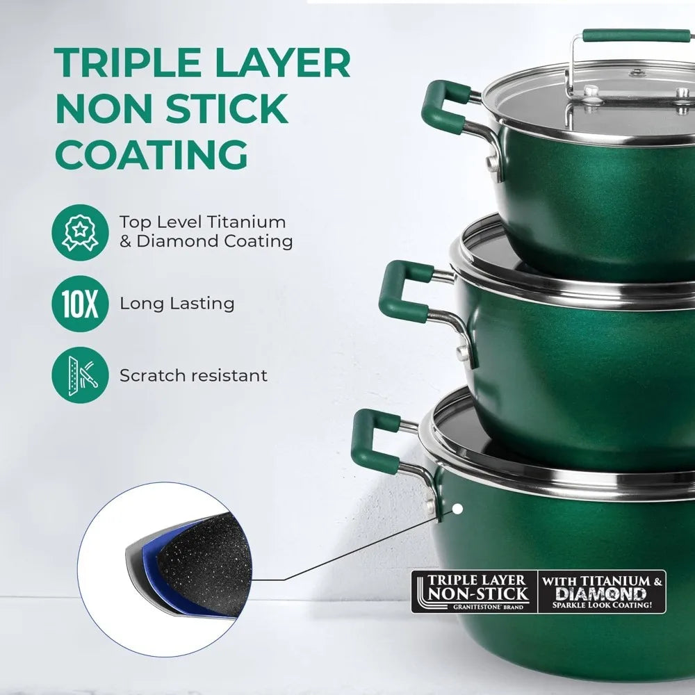 Nonstick Stackable Cookware Set for Everyday Home Kitchen Use
