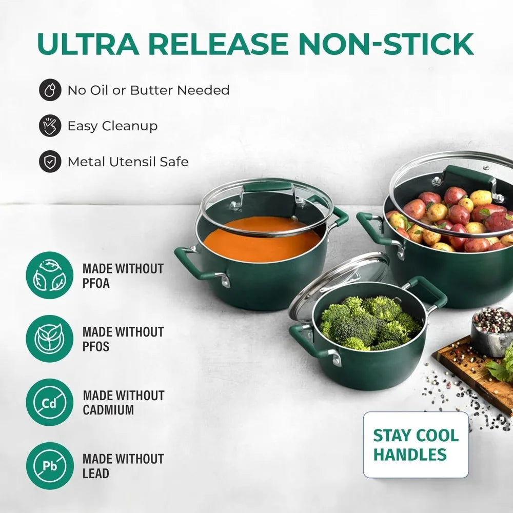 Nonstick Stackable Cookware Set for Everyday Home Kitchen Use