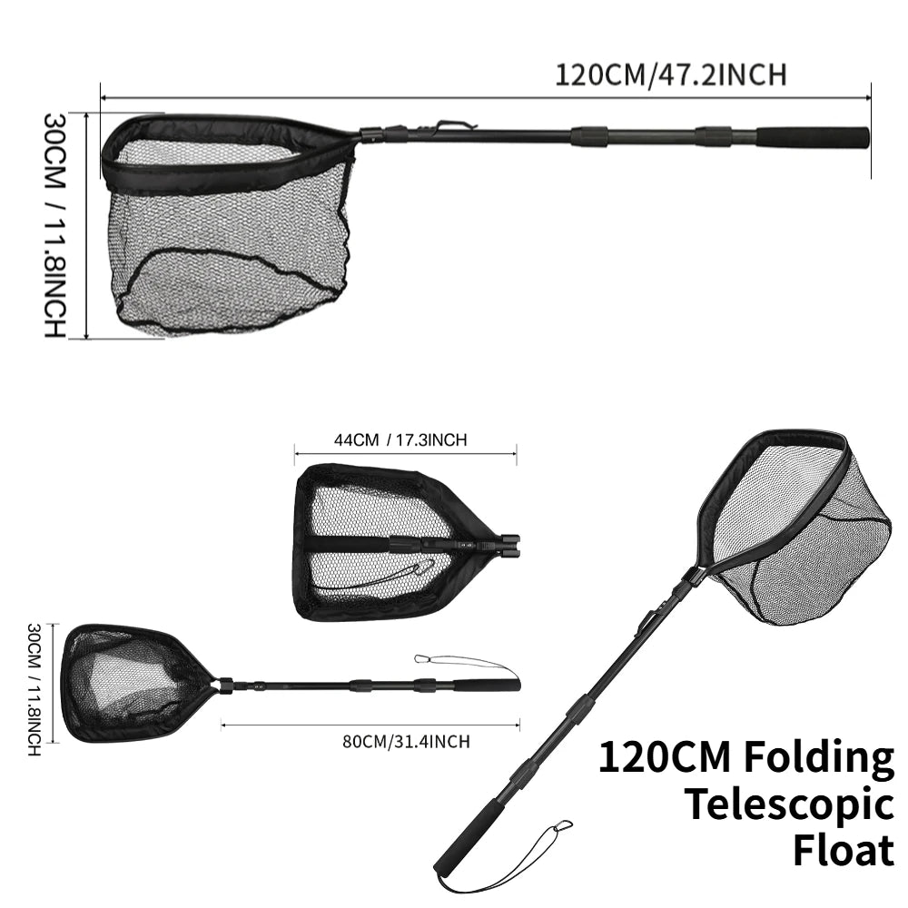 Collapsible Fishing Landing Net With Telescoping Pole Handle