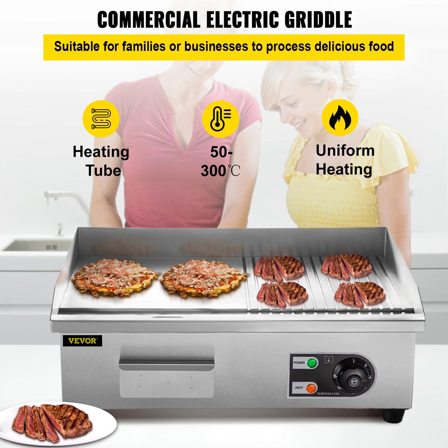 SucceBuy Electric Countertop Griddle Teppanyaki Grill 1600W 3200W