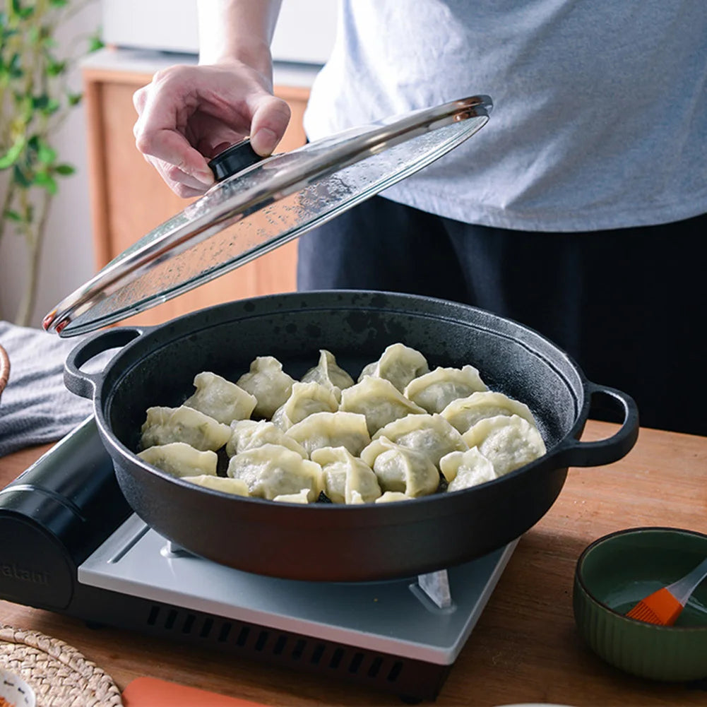 ShunmaiiHign Cast Iron Skillet With Double Handles Preseasoned Bread