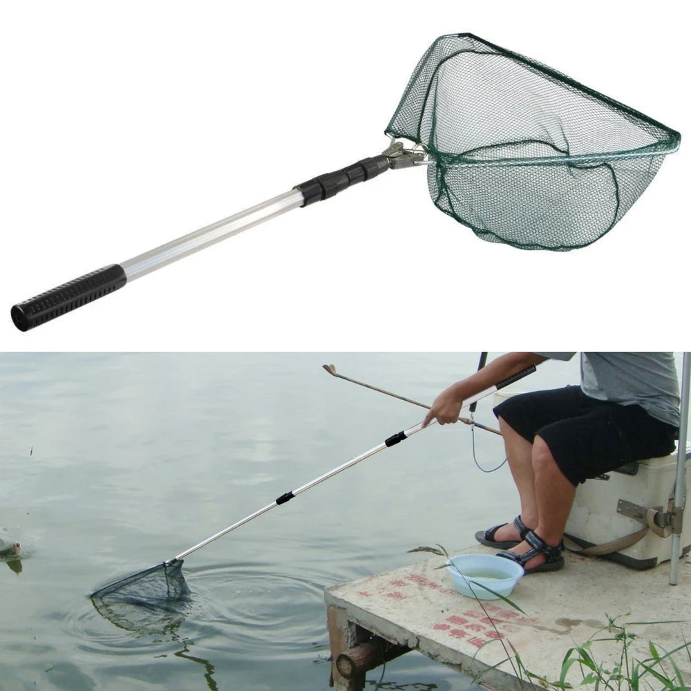 Collapsible Fishing Landing Net With Telescoping Pole Handle