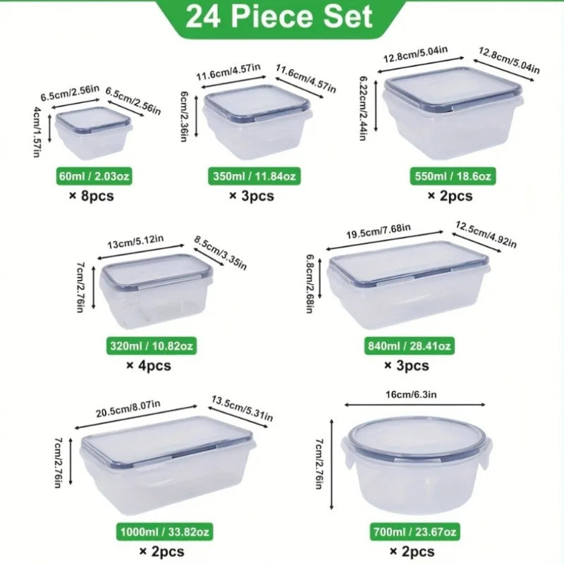 BPA Free 24-Piece Airtight Food Storage Containers Featuring PermanentlyLabeledLids