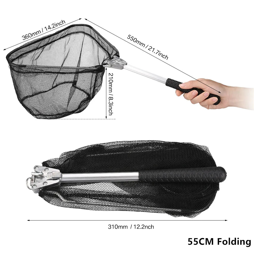 Collapsible Fishing Landing Net With Telescoping Pole Handle
