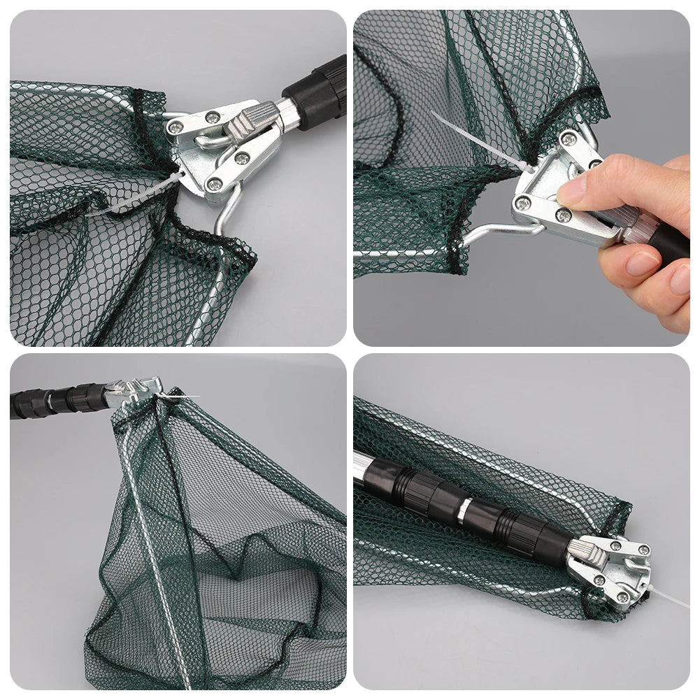 Collapsible Fishing Landing Net With Telescoping Pole Handle