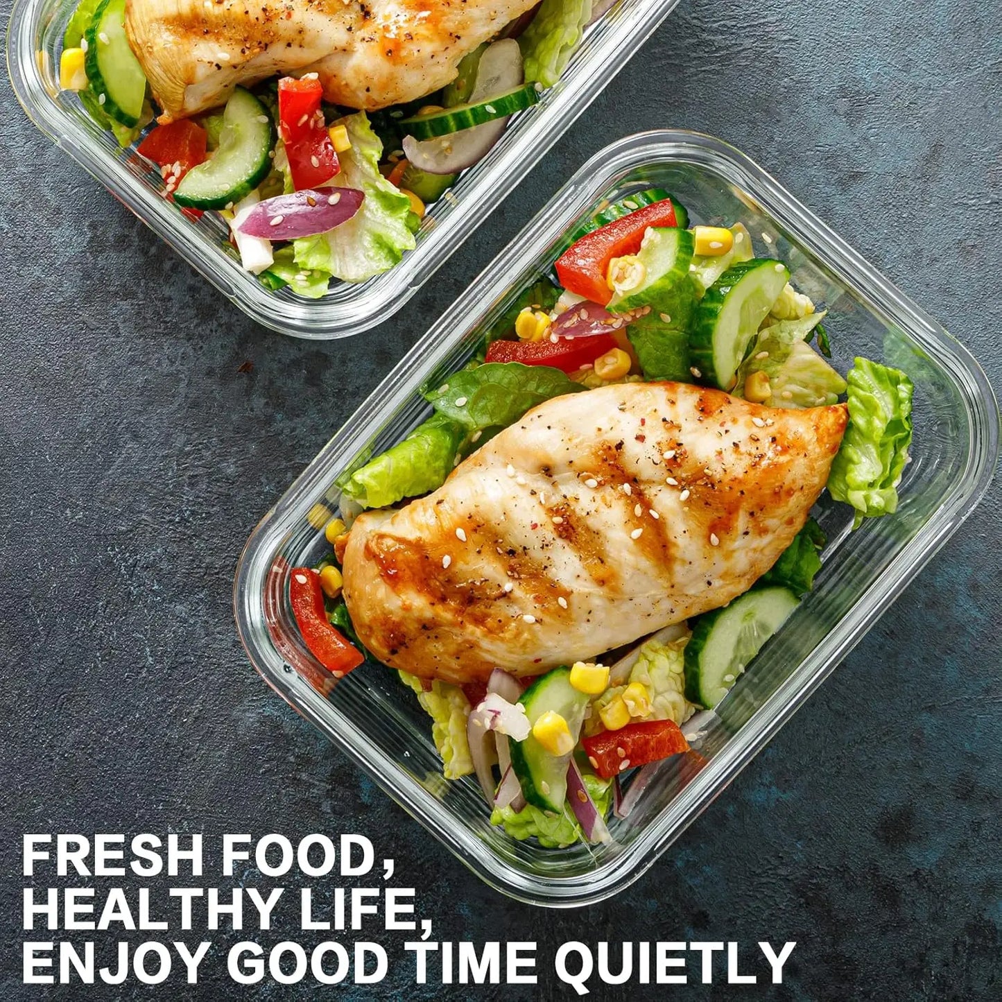 Glass Food Storage Containers 10 Piece Set Airtight Leakproof For Meal Prep Bento