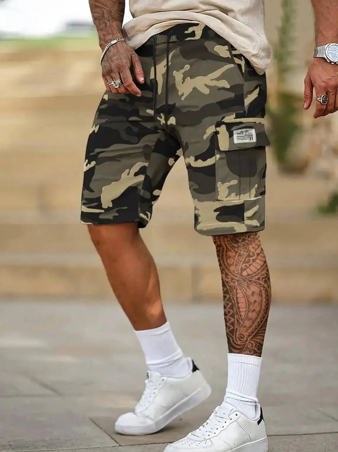 Men's Camouflage Work Shorts With Multiple Pockets For Outdoors