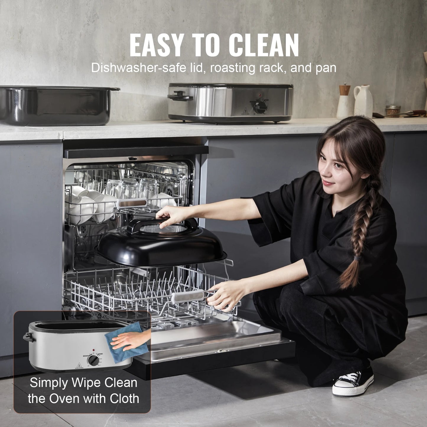 SucceBuy Electric Roaster Oven With Self Basting Lid 1450W