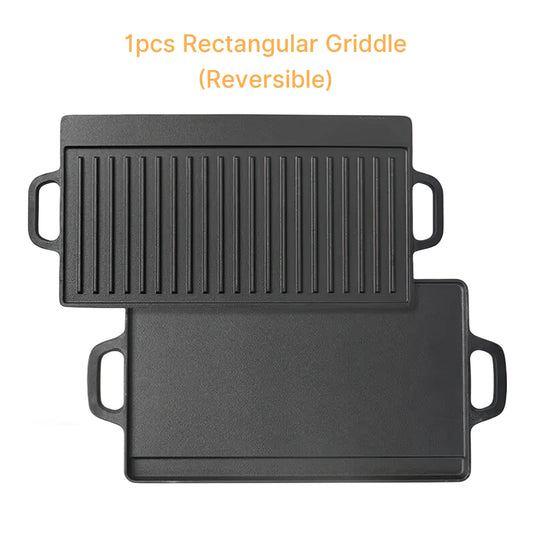 SuperHeavyDuty Cast Iron Reversible Griddle Pan With UltraDurable Ergonomic Handles