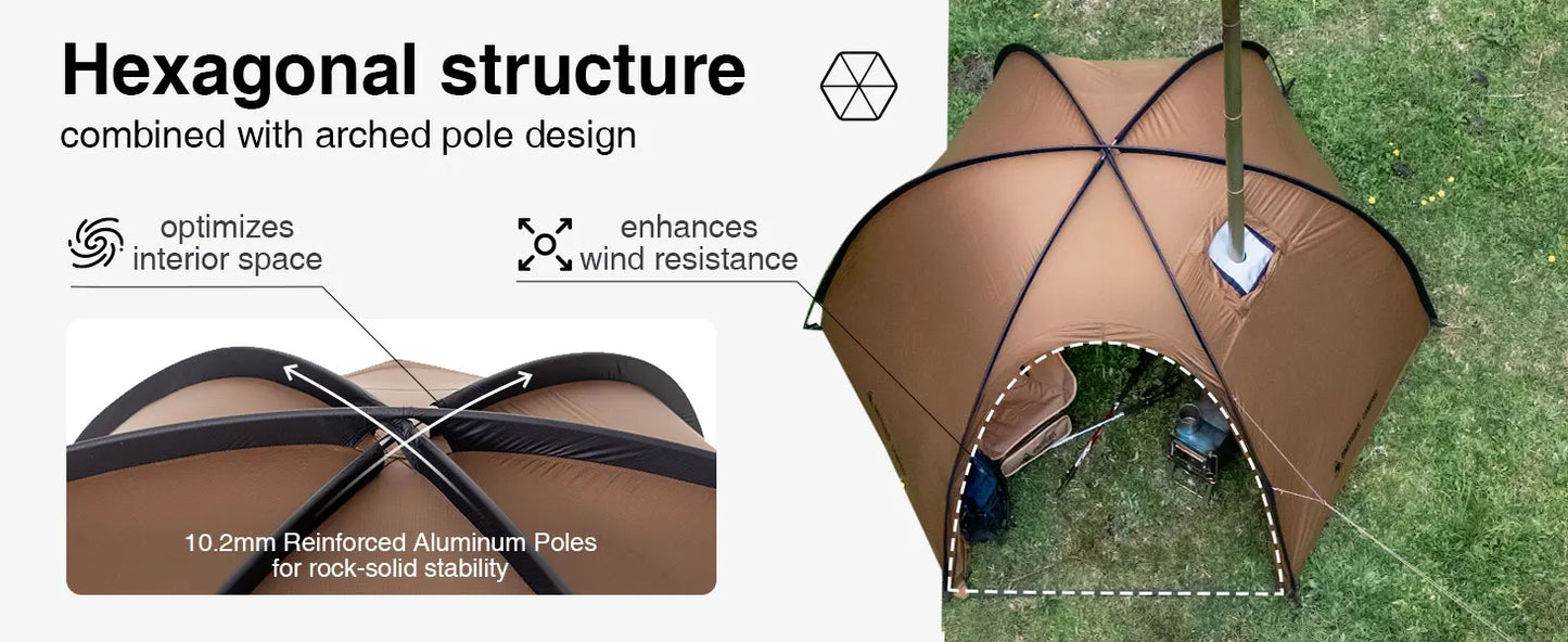 OneTigris Coco Nest Solo Dome Tent with Stove Jack 3000mm Waterproof Camping Hot Tent with Mesh Inner for Bushcraft Glamping