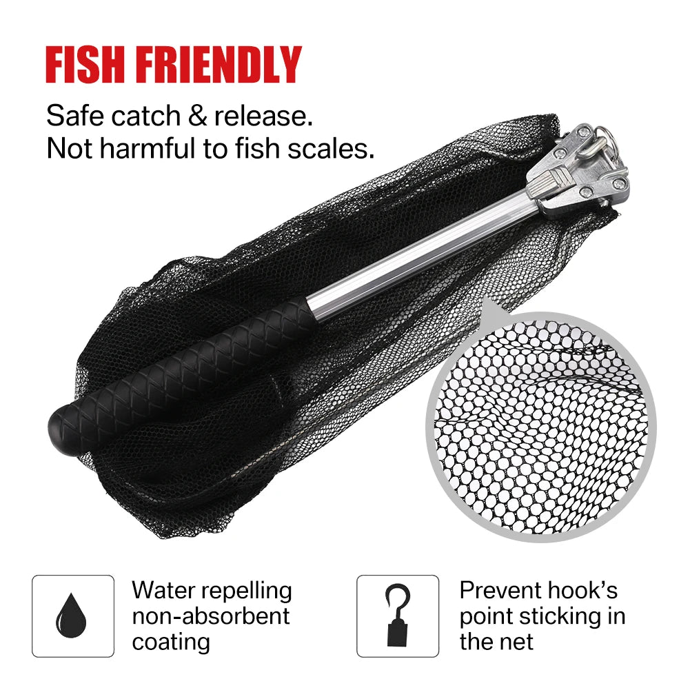 Collapsible Fishing Landing Net With Telescoping Pole Handle
