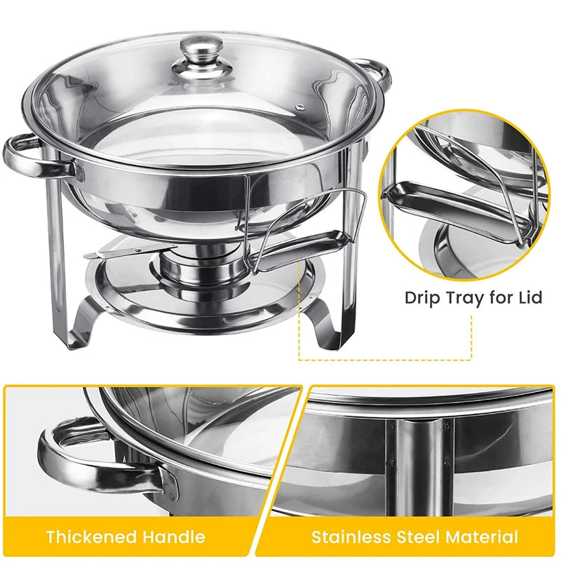 Two Piece Stainless Steel Chafer Buffet Set Water Pan Lid