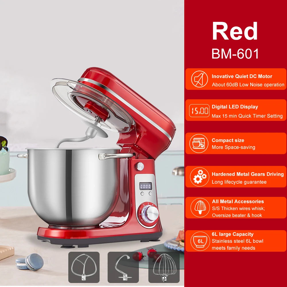 Biolomix Stand Mixer 1200W 6-Speed Tilt-Head Kitchen Appliance