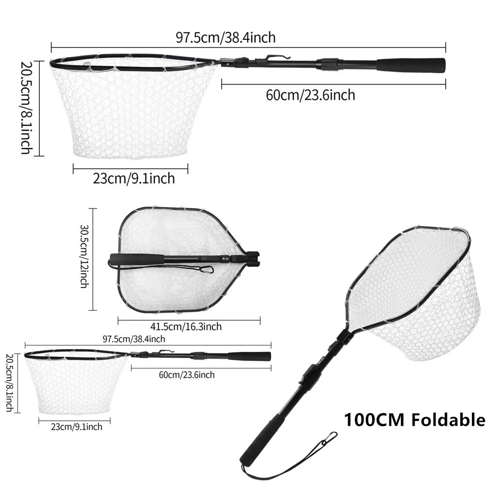 Collapsible Fishing Landing Net With Telescoping Pole Handle
