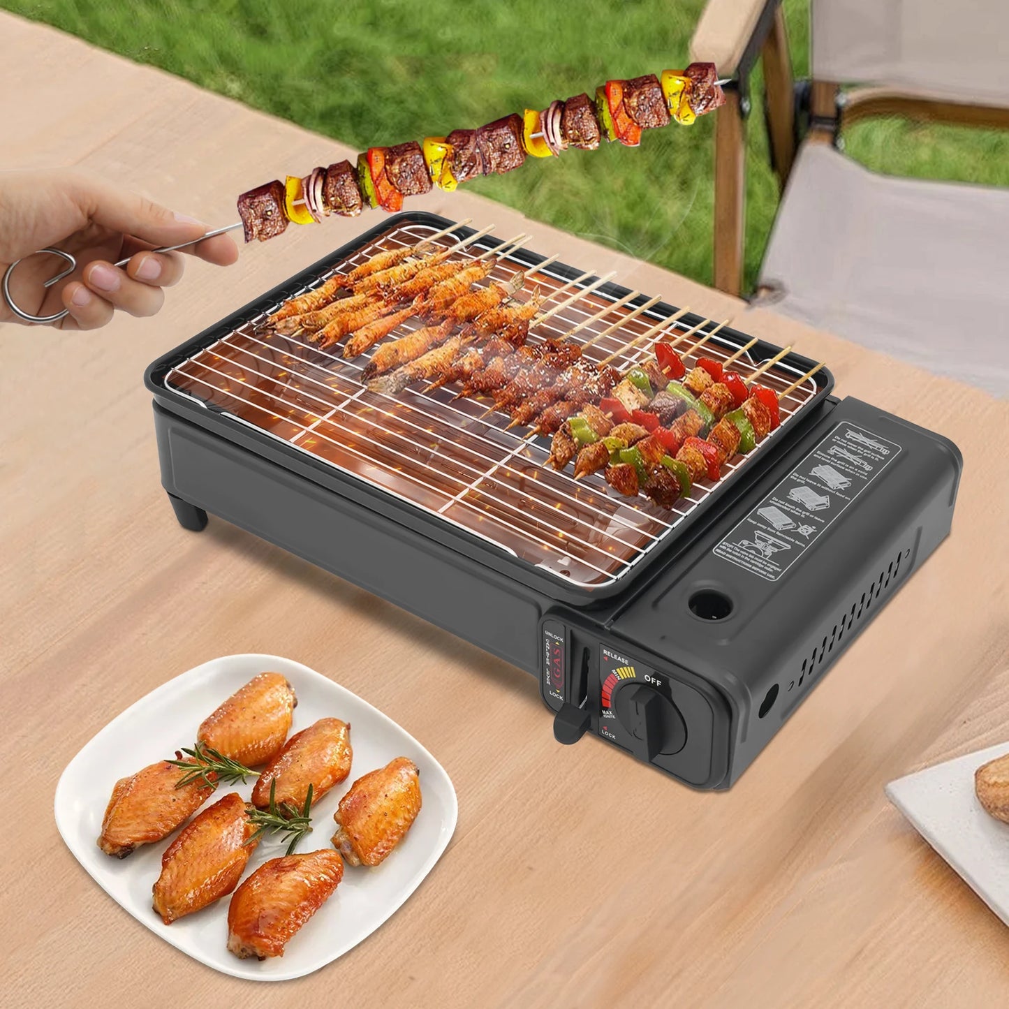 Powerful 2.2KW Portable Gas BBQ Grill Stove For Outdoor Camping