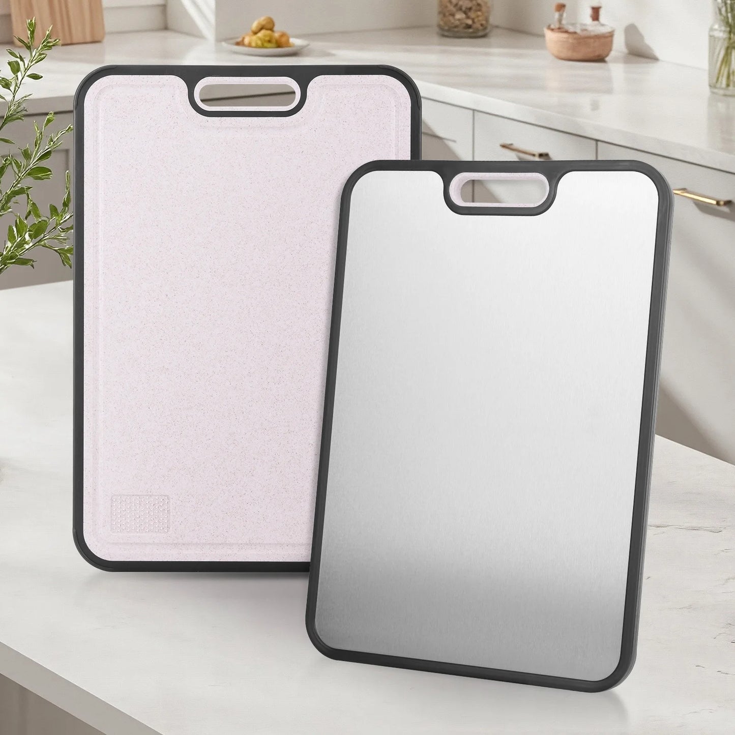 APWIKOGER Double Sided Titanium Cutting Board Food Grade Wheat Straw PP