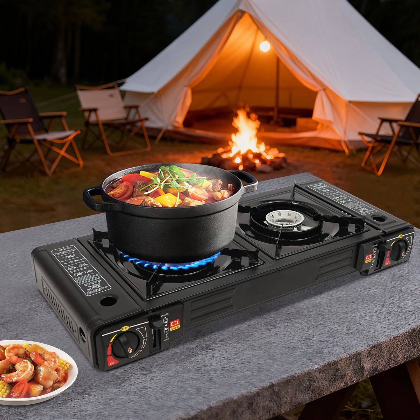 None 2-Burner Portable Camping Stove Kit With Carrying Case