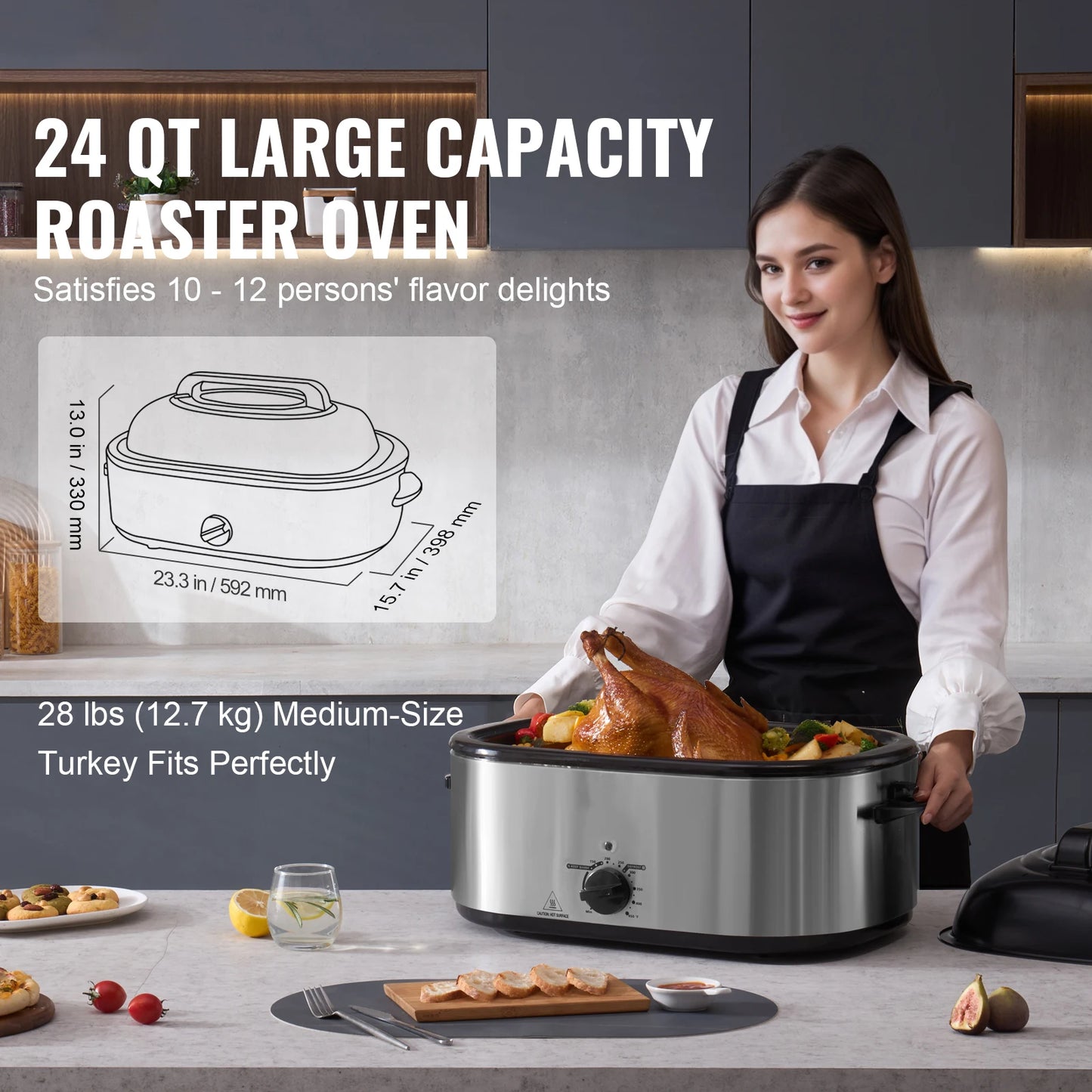 SucceBuy Electric Roaster Oven With Self Basting Lid 1450W