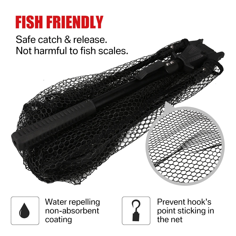 Collapsible Fishing Landing Net With Telescoping Pole Handle