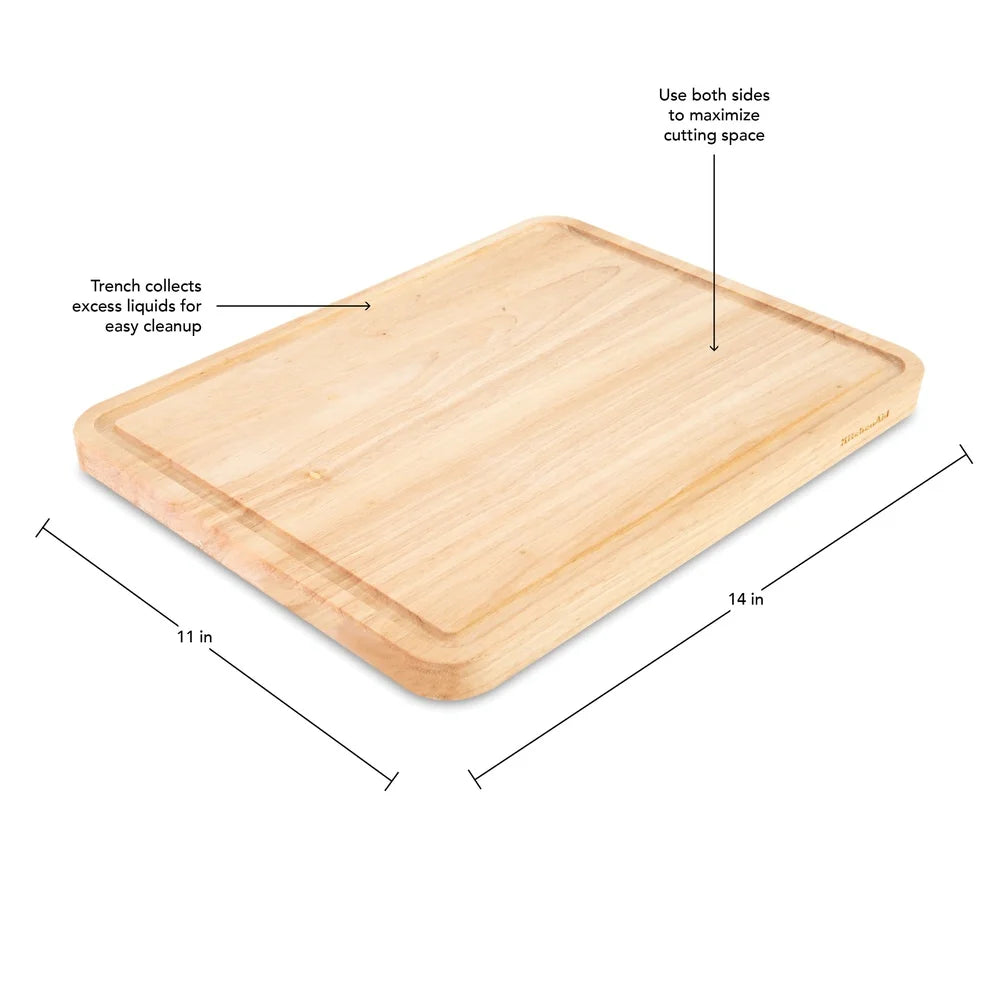 Rubberwood Cutting Board Perimeter Trench Reversible Kitchen