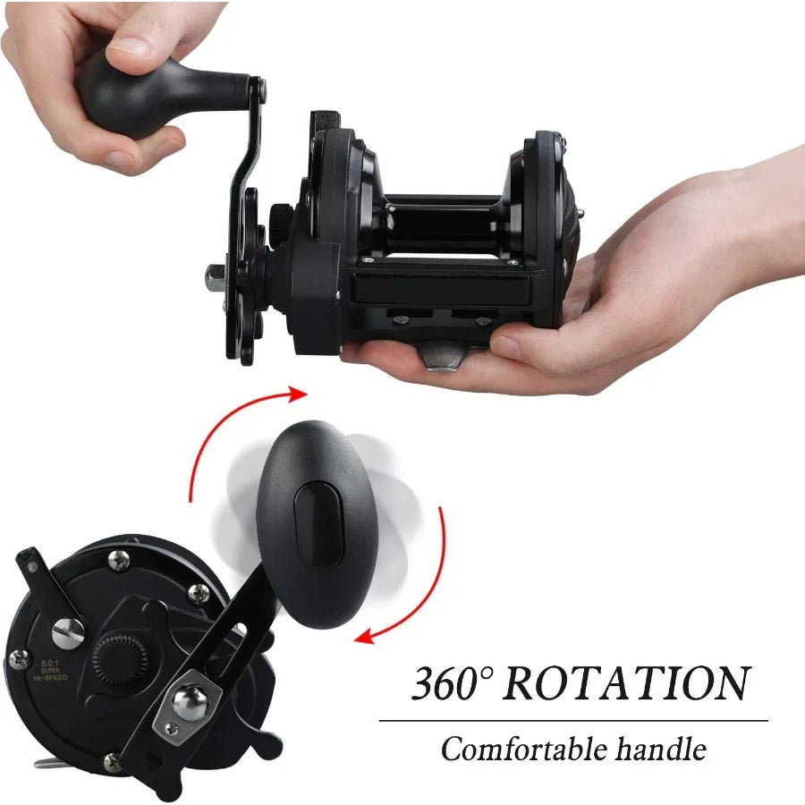 Conventional Trolling Reel With Powerful Drag For Saltwater Big Game