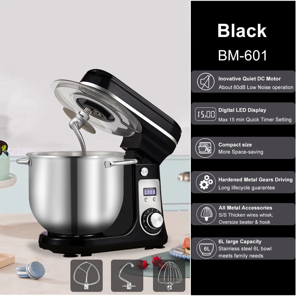 Biolomix Stand Mixer 1200W 6-Speed Tilt-Head Kitchen Appliance