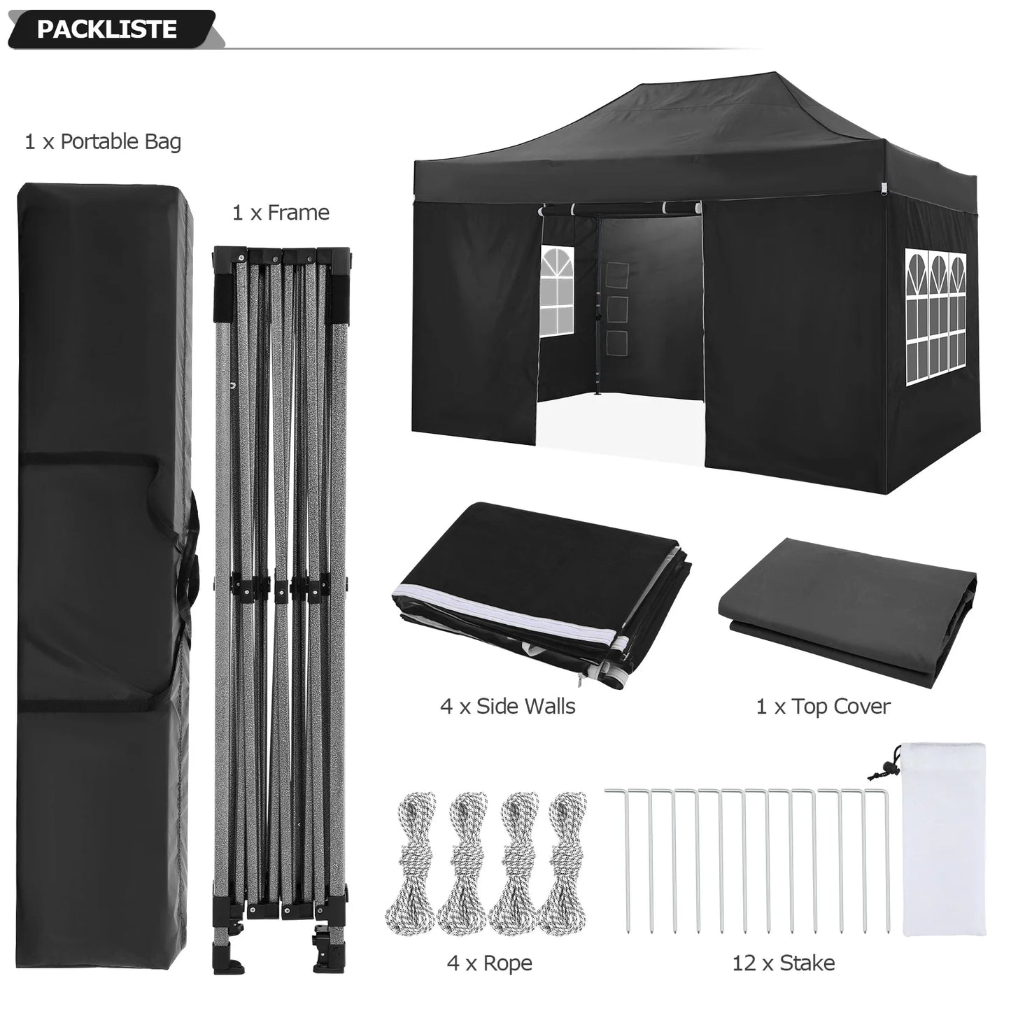 10x15 Heavy Duty Pop up Canopy Tent with 4 sidewalls Commercial Outdoor Canopy Wedding Party Tents for Wedding All Season Gazebo