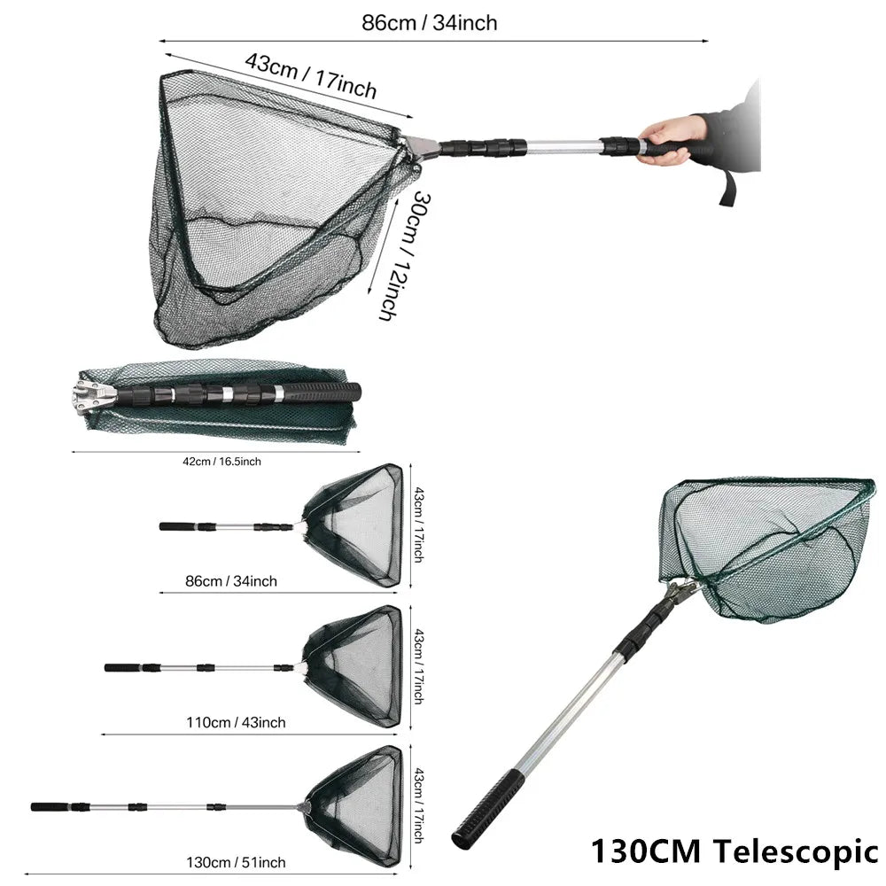 Collapsible Fishing Landing Net With Telescoping Pole Handle
