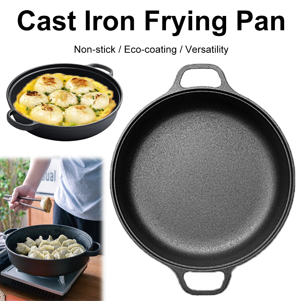 ShunmaiiHign Cast Iron Skillet With Double Handles Preseasoned Bread