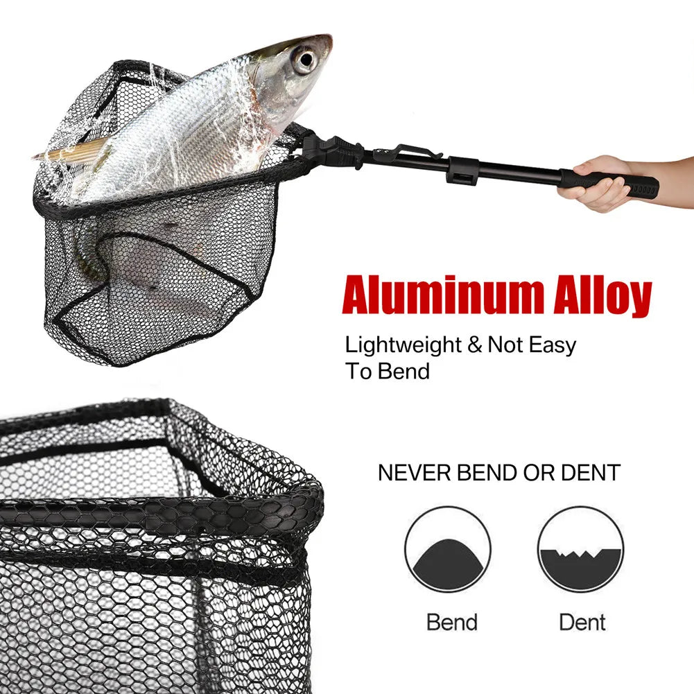 Collapsible Fishing Landing Net With Telescoping Pole Handle
