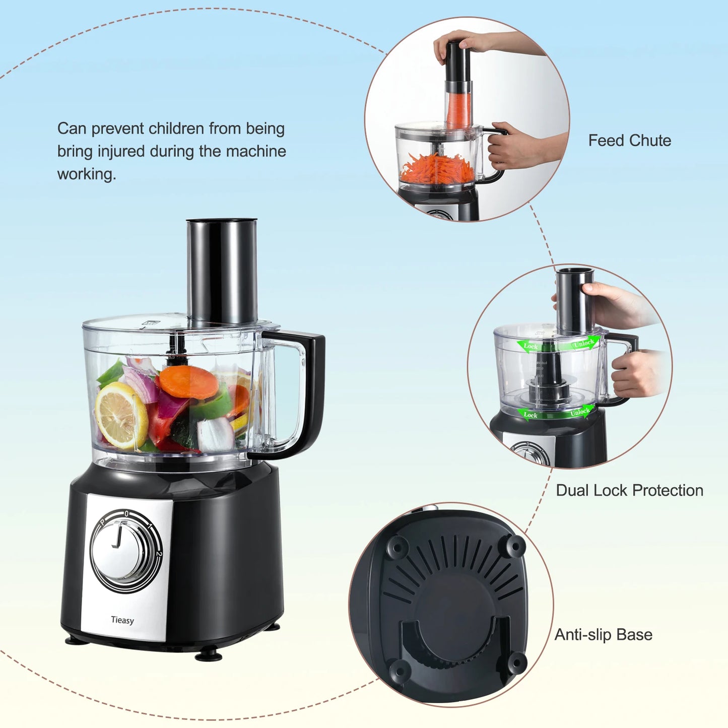 TopStrong 5in1 Electric Food Processor 600W Multifunction Kitchen Appliance