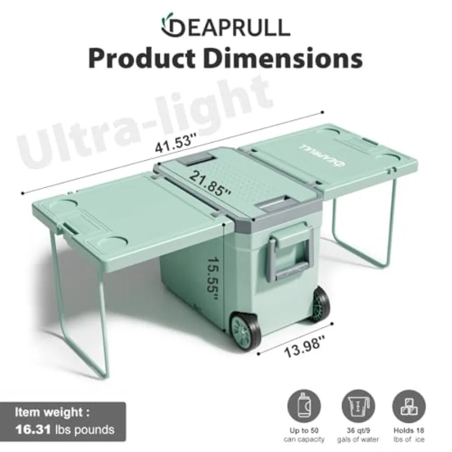 Wheeled Portable Cooler With Leakproof Insulation For Outdoors