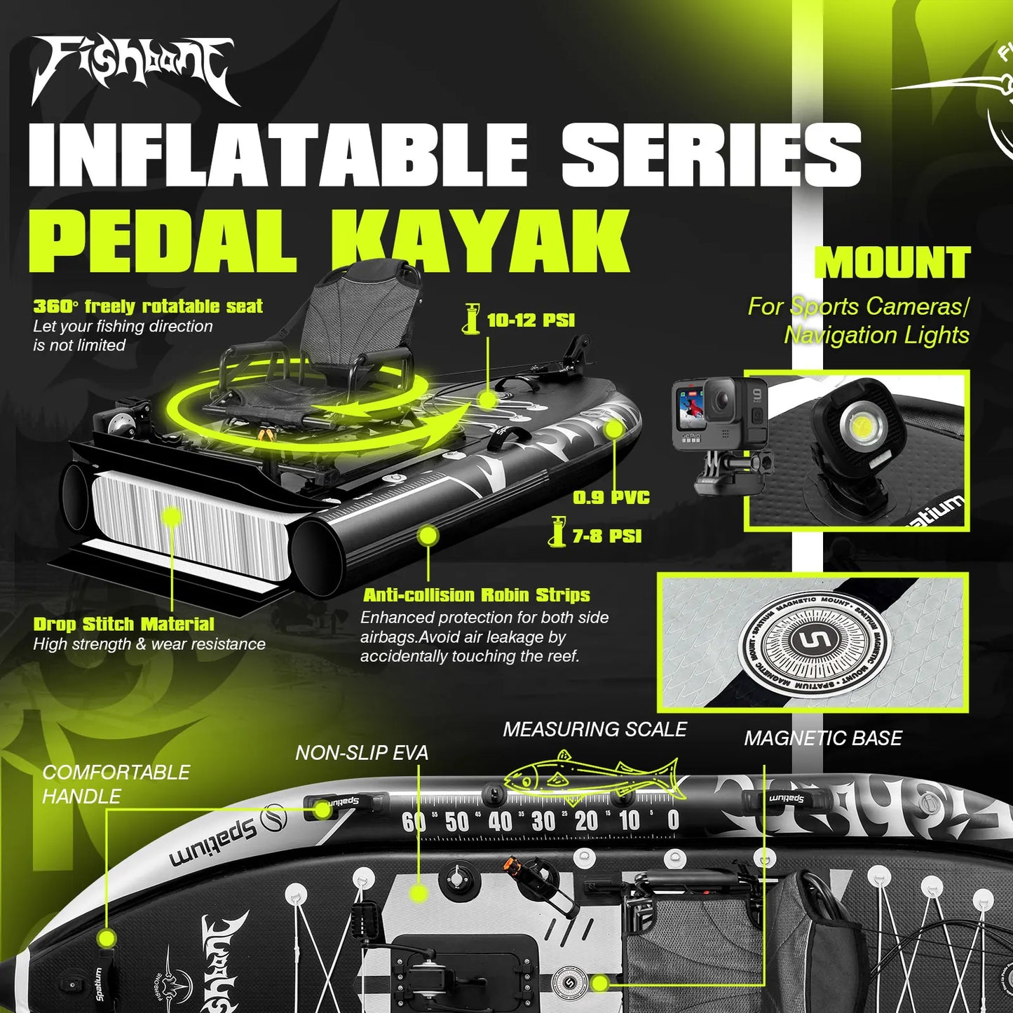 Spatium Fishing Kayak Pedal Drive Power System Sit On Top