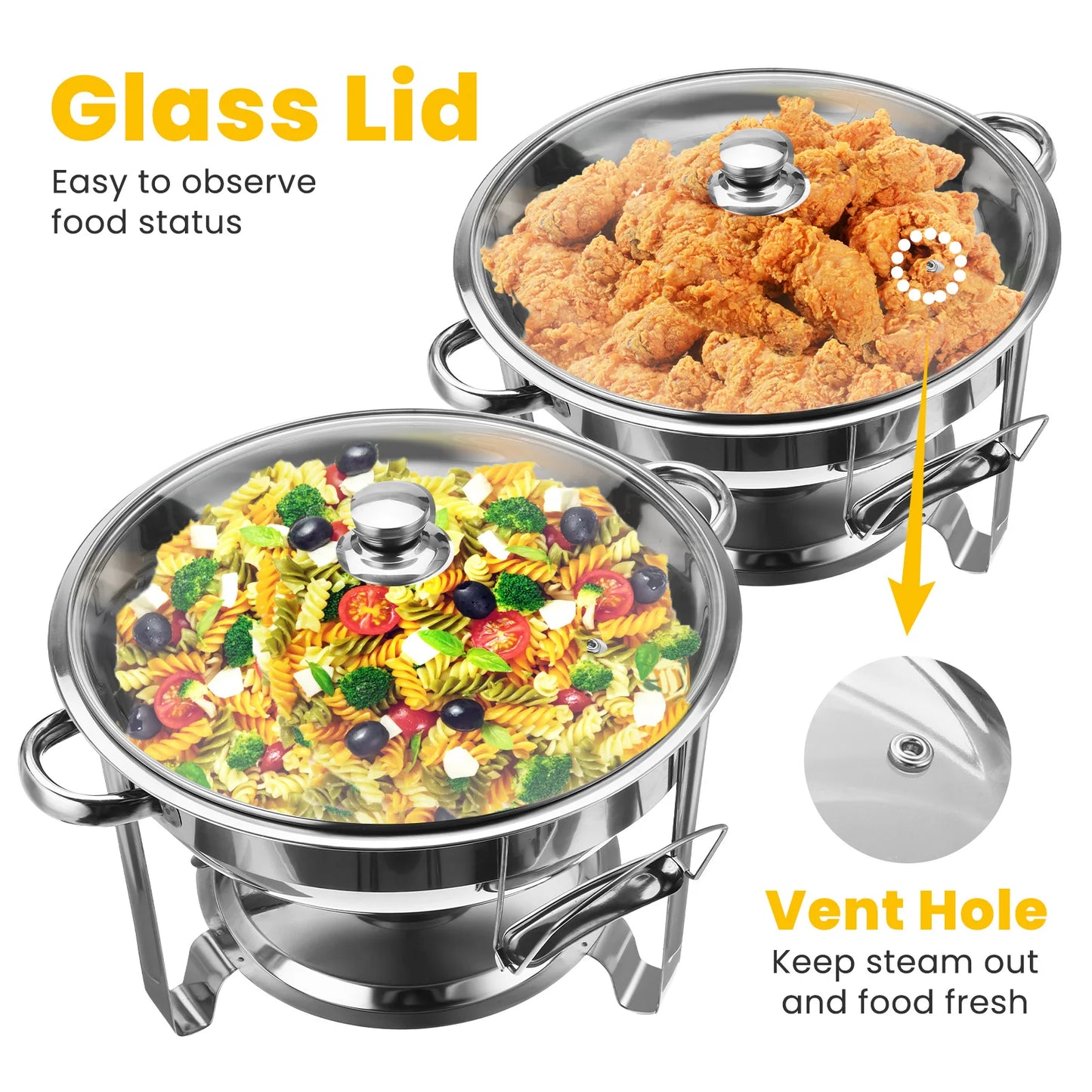 Two Piece Stainless Steel Chafer Buffet Set Water Pan Lid