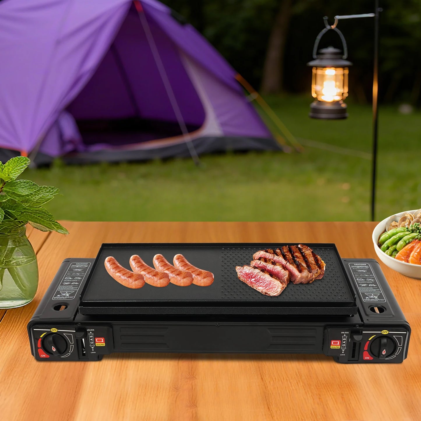 None 2-Burner Portable Camping Stove Kit With Carrying Case